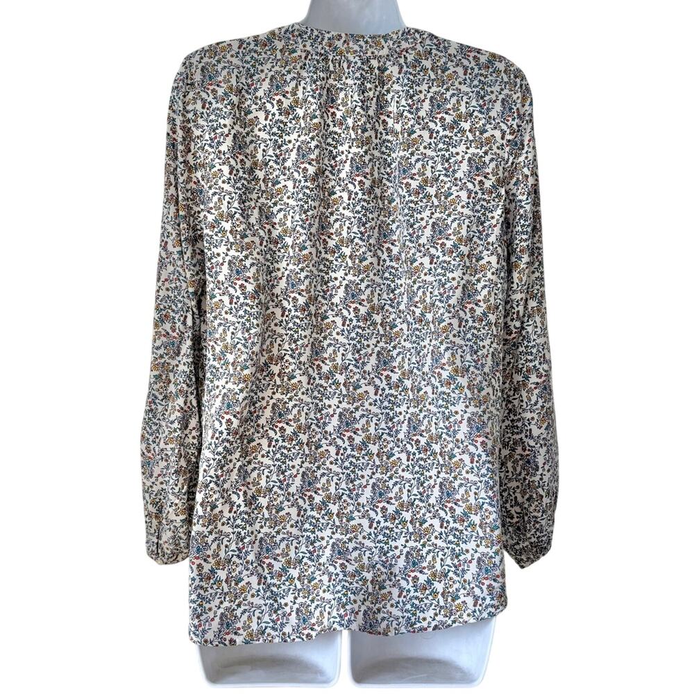 Old Navy Cream Yellow Blue Floral Split-Neck Button Long Sleeve Blouse Size M - Picture 6 of 9